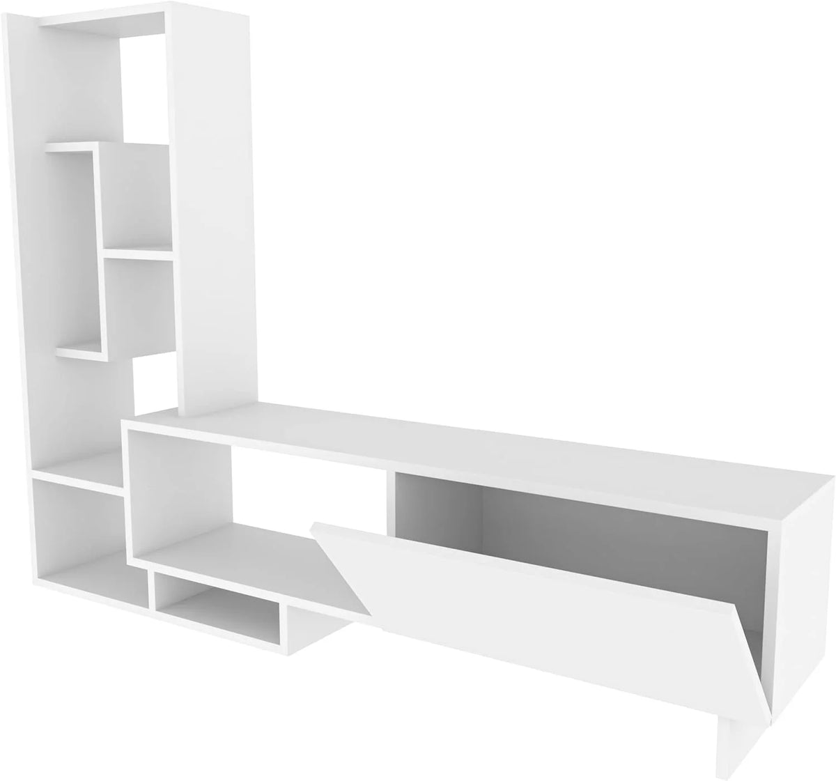 White TV Stand with Shelves for TVs Up to 55 inch G6004