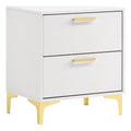 White 2-drawer Wood Nightstand with Metal Base P525936