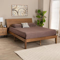 Walnut Brown Wood Queen Size Platform Bed T1484