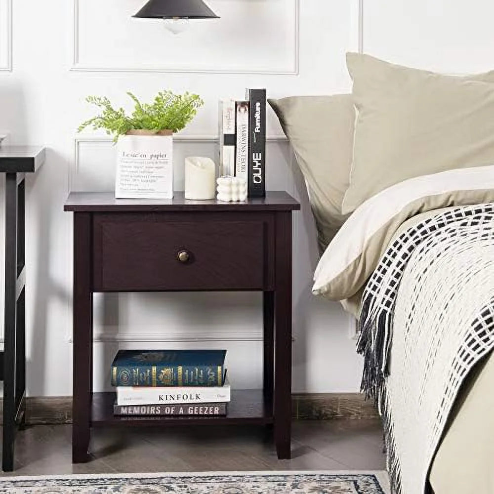 End Table with Drawer and Solid Wood Legs D98393