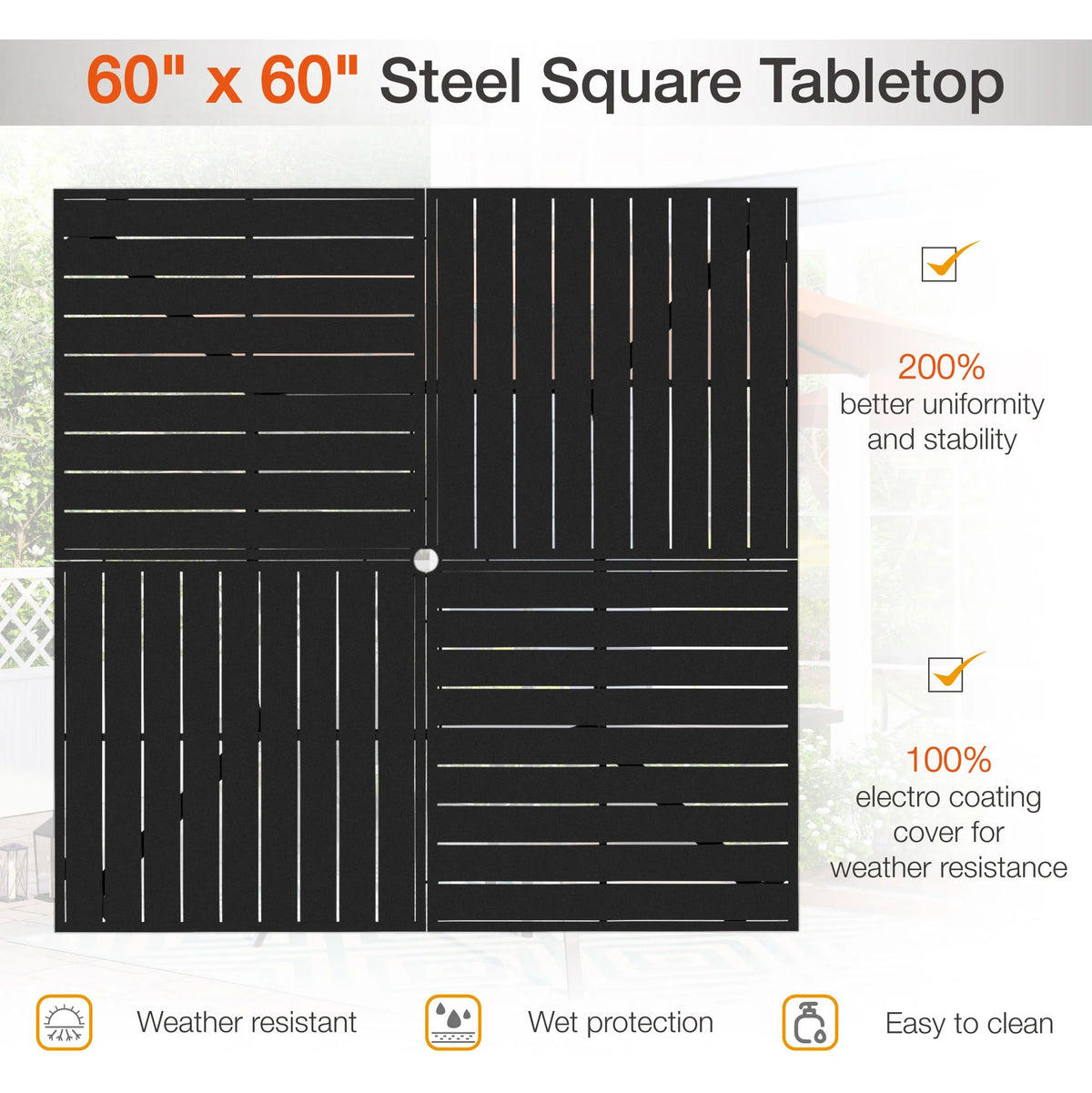 Metal 60" x 60" Square Outdoor Dining Table S72363