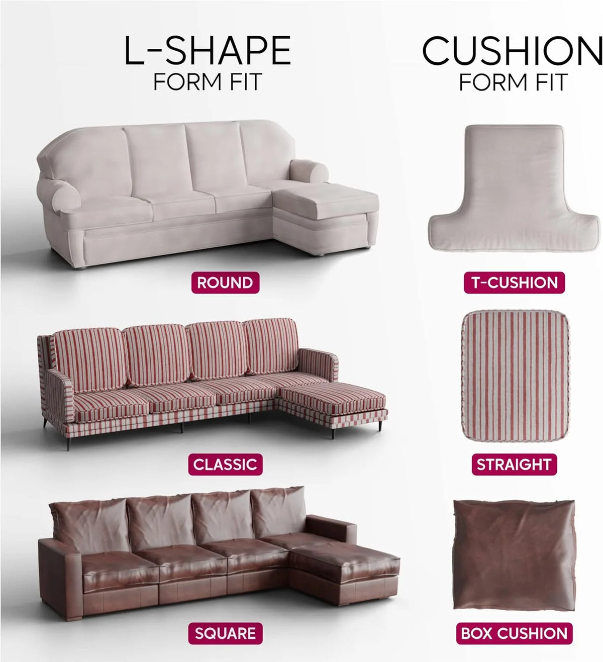 Dark Grey 1-Piece Sectional Sofa Slipcover O385158