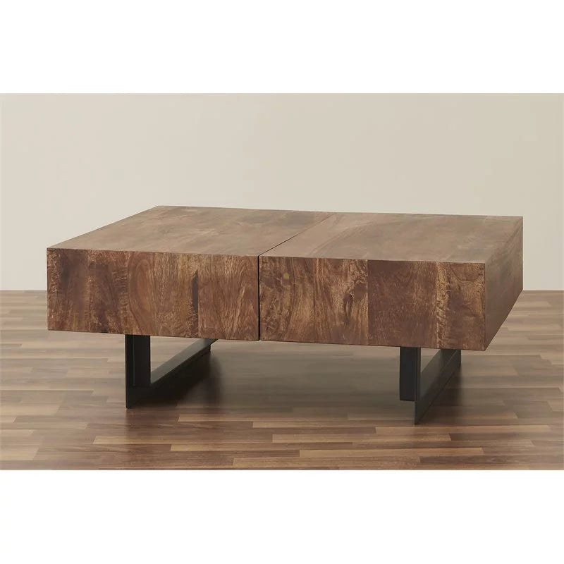 Brown Modern Hard Wood Coffee Table with Sliding Top J39039