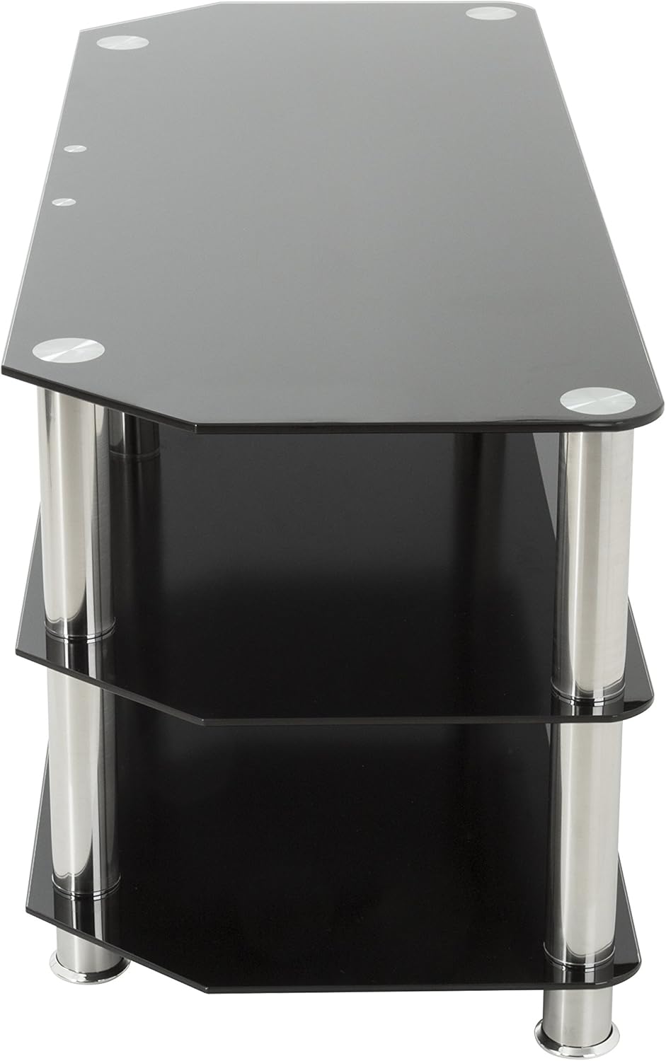 Black Glass Chrome Leg TV Stand with Cable Management X54539