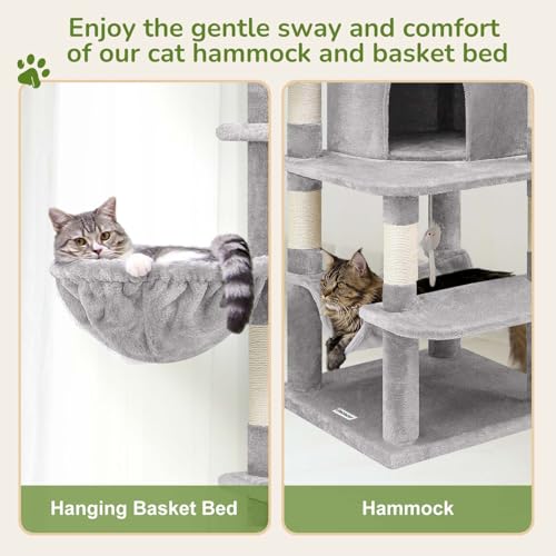 Beige 66inch Corner Cat Tree with 6 Scratching Posts F847