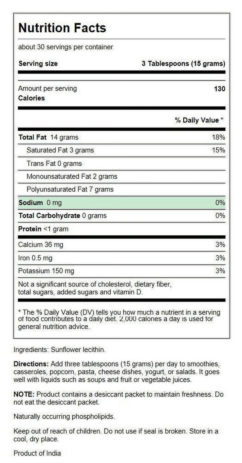 Sunflower Lecithin Powder 16 oz T870