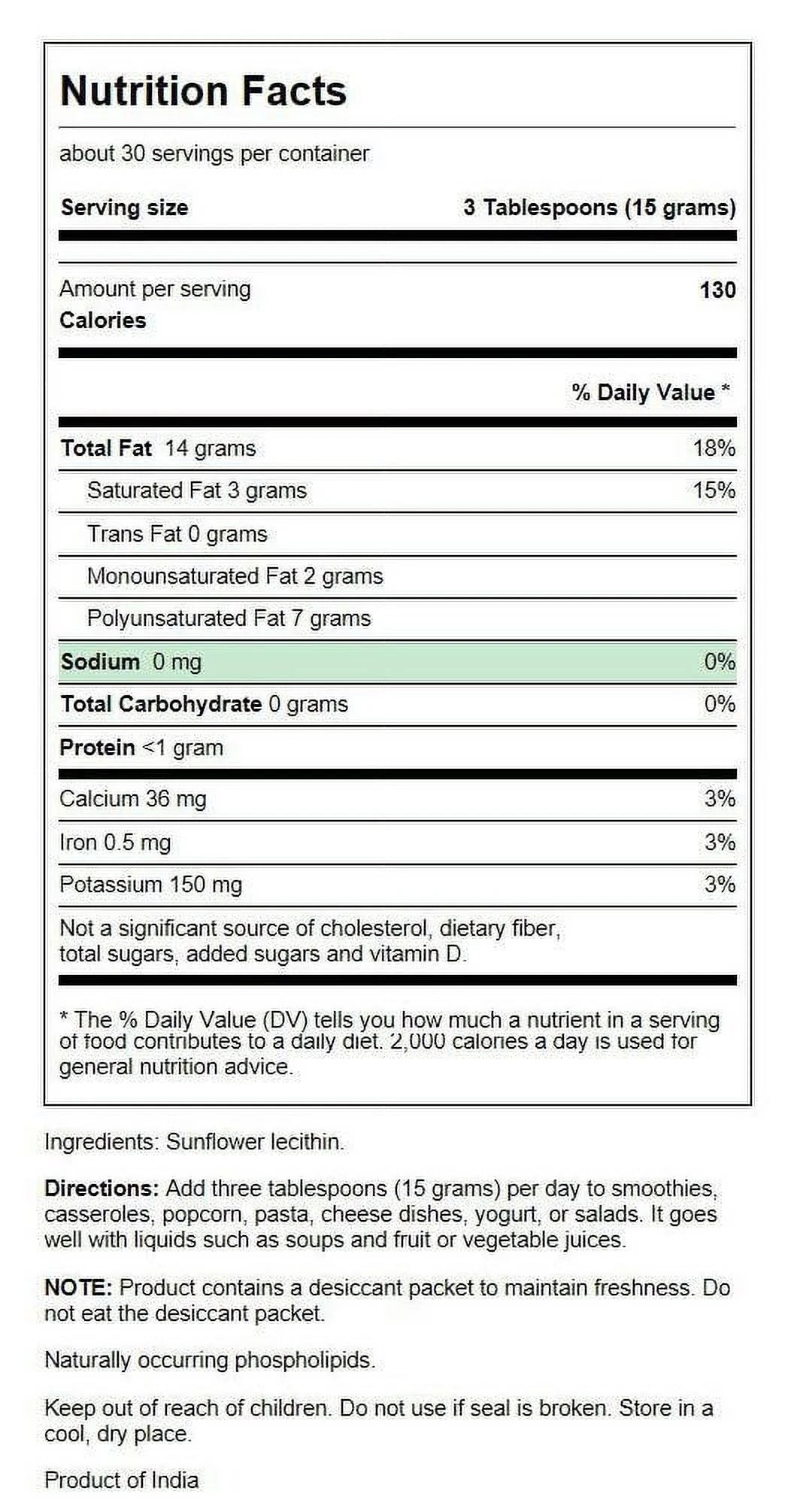 Sunflower Lecithin Powder 16 oz T870