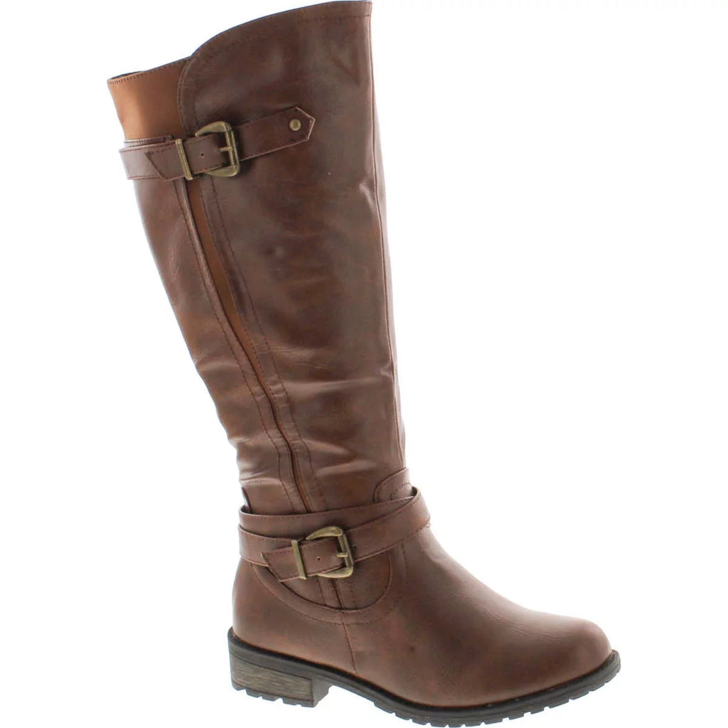 Brown Knee High Side Zipper Riding Boots I968