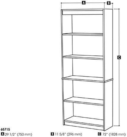 White 5 Shelf Bookcase H79444