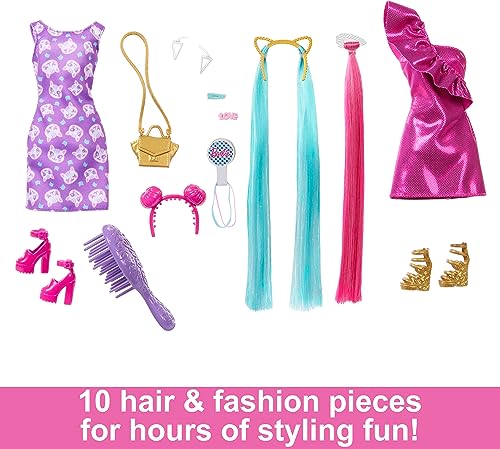 Blonde Hair Pink Dress Doll with 10 Accessories P8199