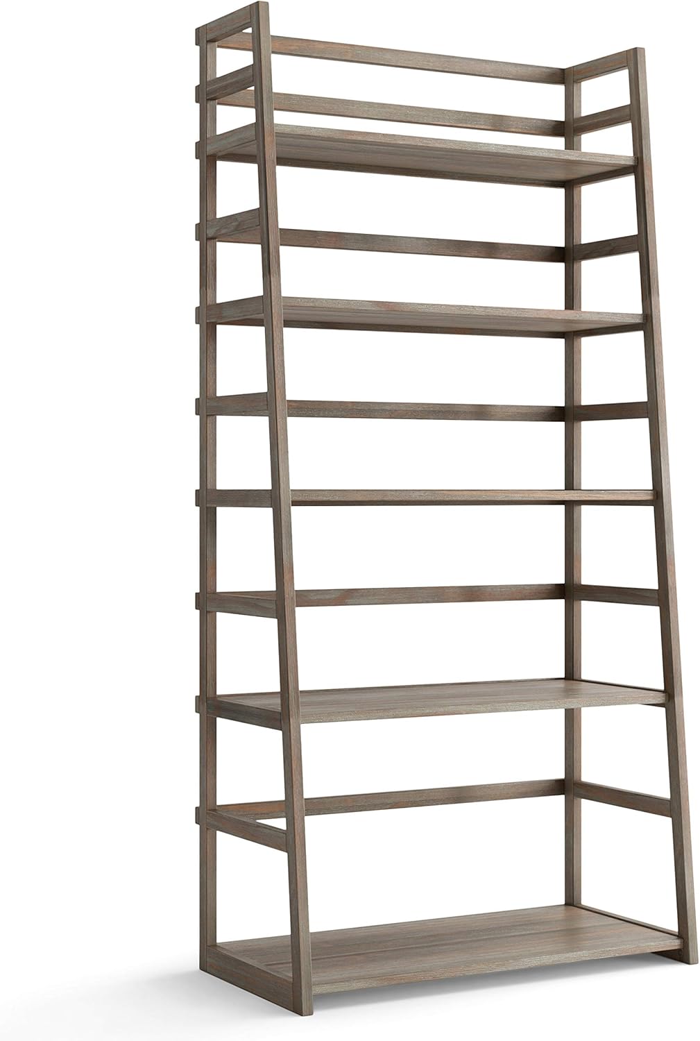 Black 5 Shelf Solid Wood Ladder Shelf Bookcase E53392