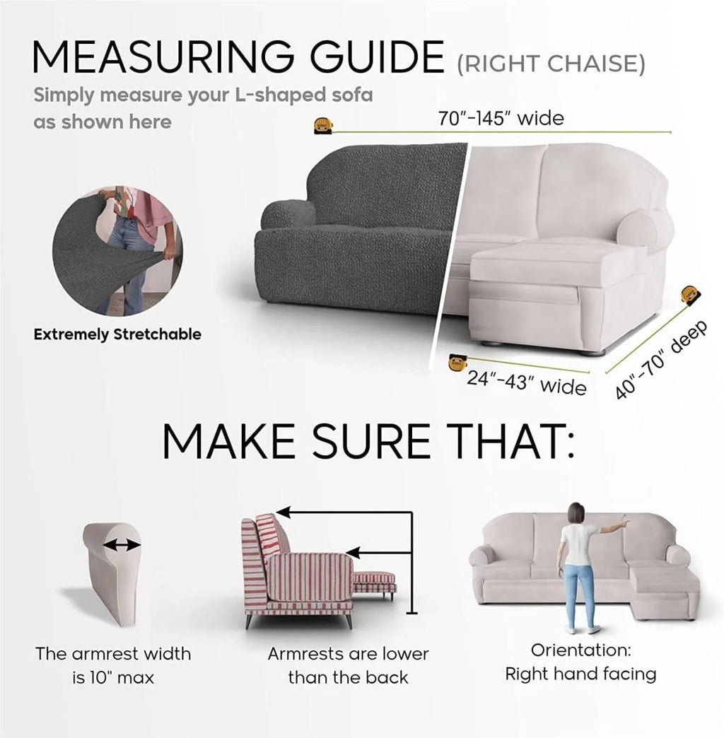 Dark Grey 1-Piece Sectional Sofa Slipcover O385158
