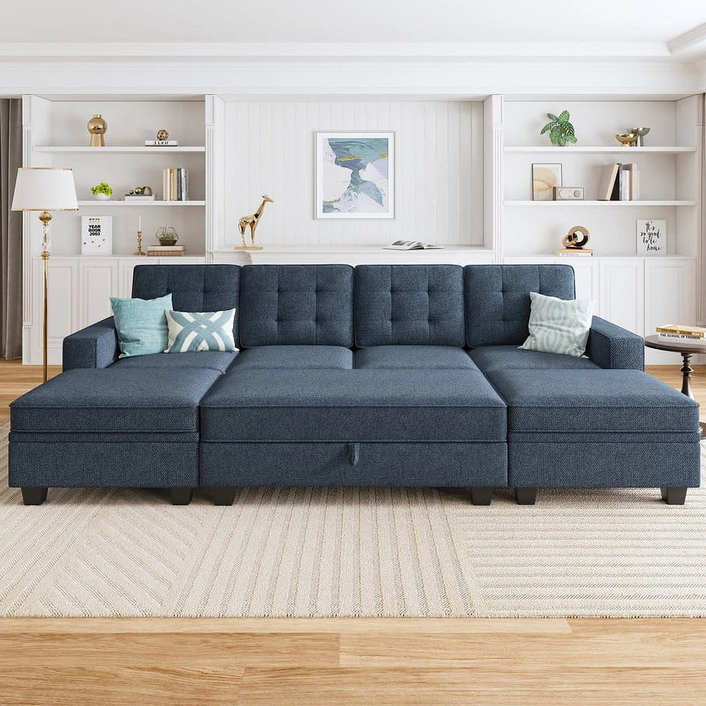 Light Grey Convertible Sectional Sleeper Sofa with Storage O721