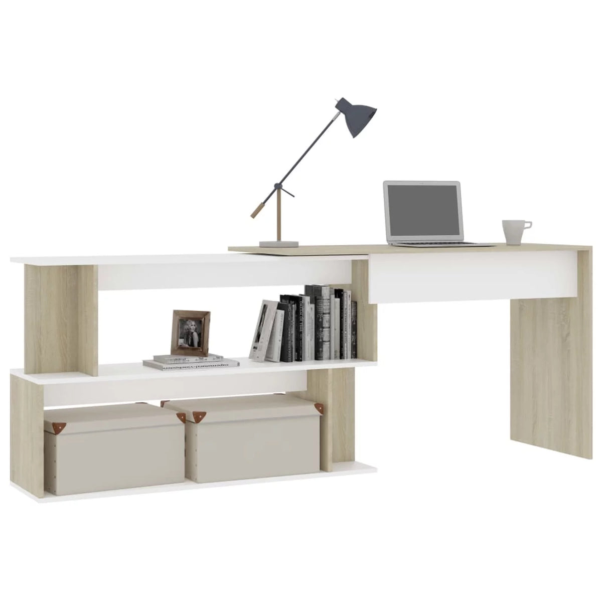 White and Sonoma Oak Corner Desk Z86531