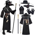 Black Plague Doctor Costume Set 10 in 1 Kids X-Large J96164