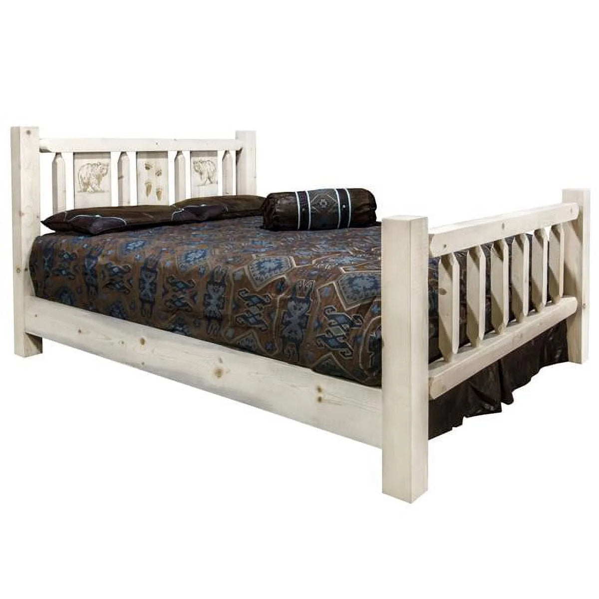 Full Size Bed with Laser Engraved Bear Design H423