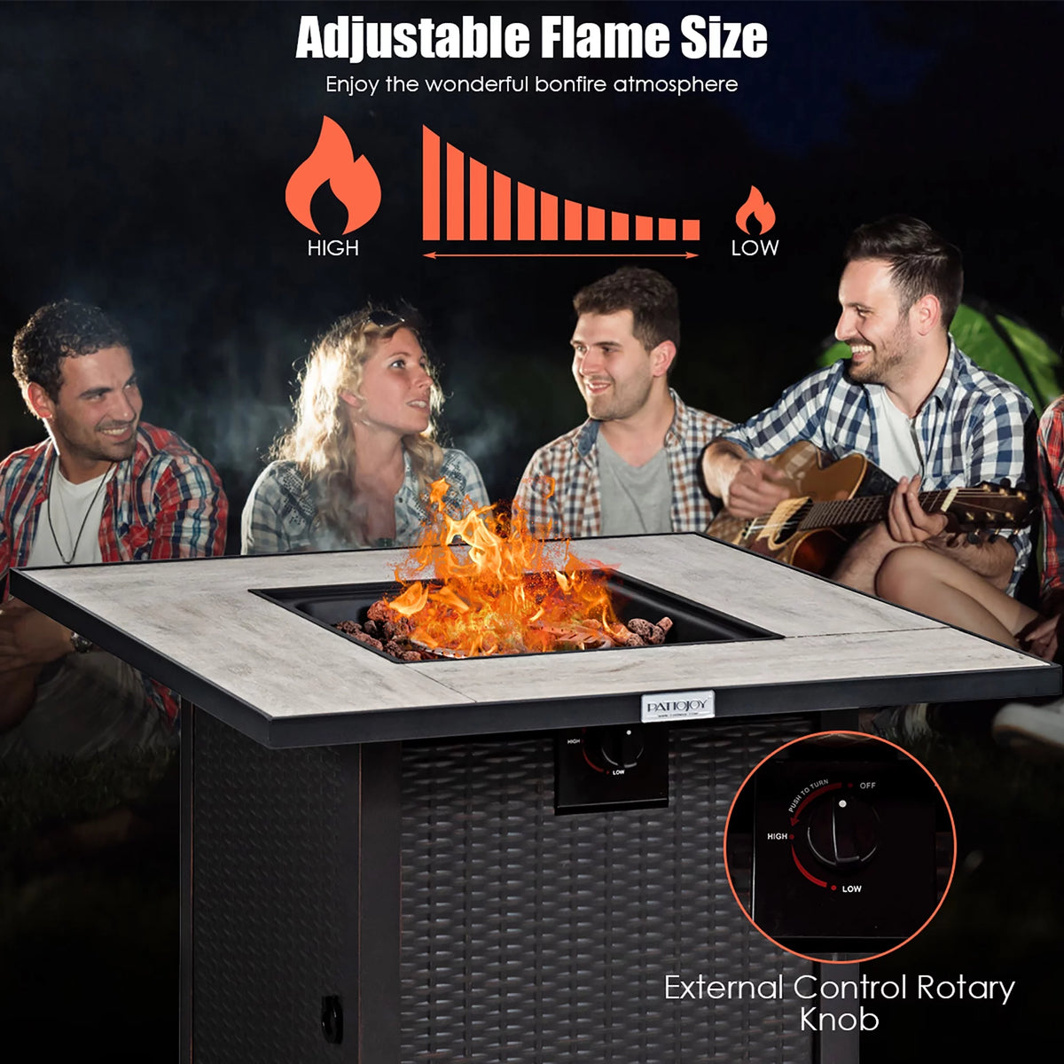 30'' Square Propane Gas Fire Pit Table 50,000 BTU with Cover L926
