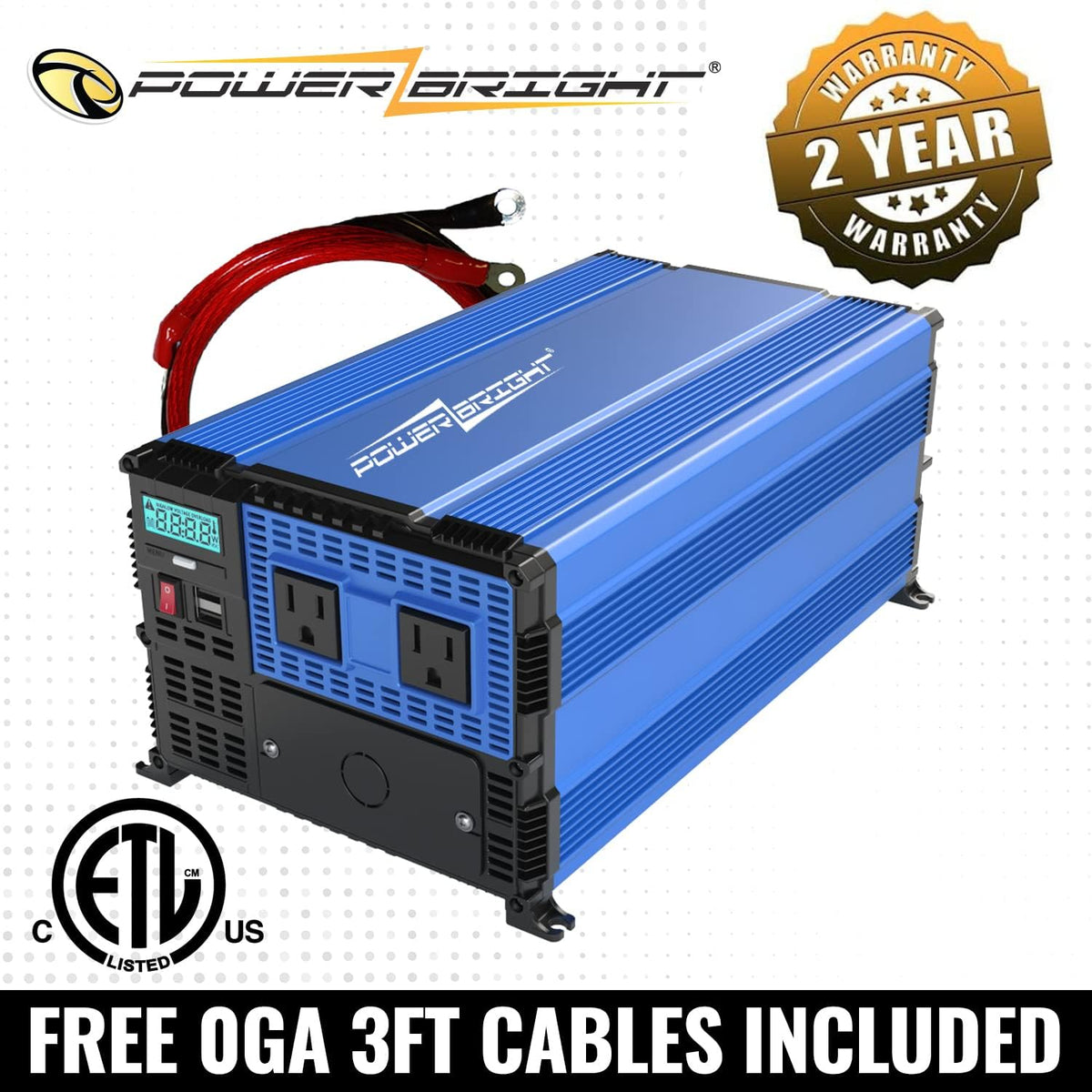 2000 Watt 12V Power Inverter Dual USB & AC Outlets G1650