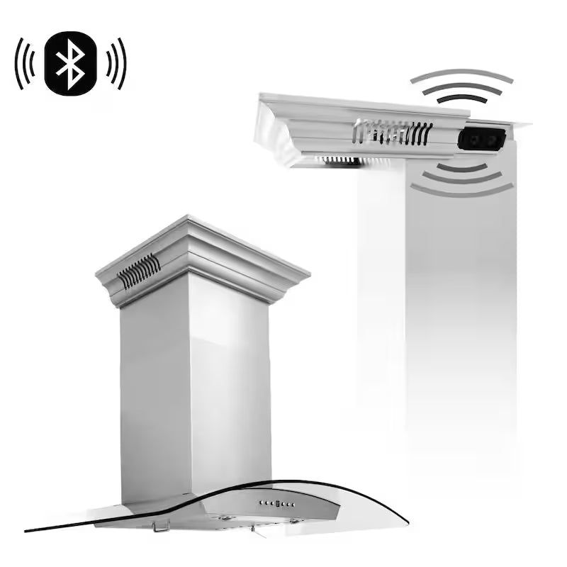 36 in. 400 CFM Ducted Wall Mount Range Hood in Stainless Steel and Glass L788988
