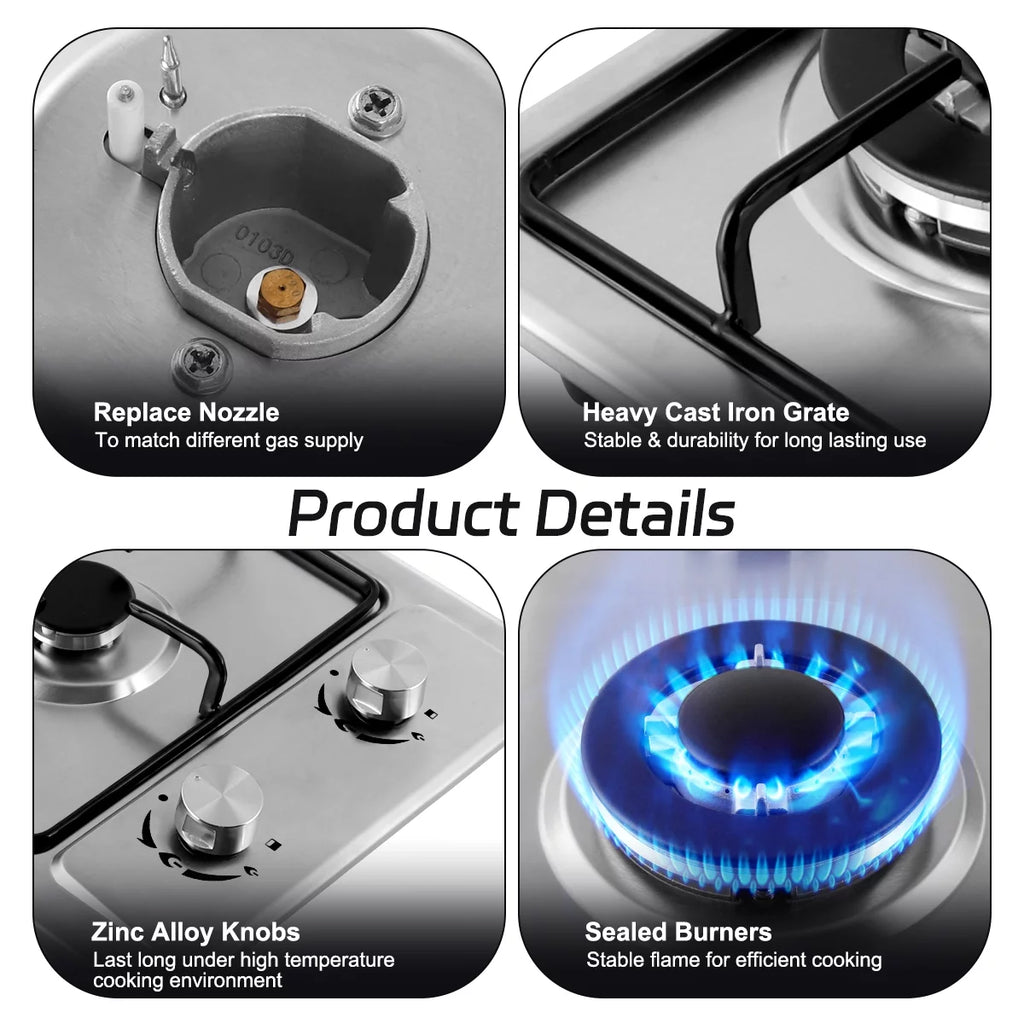 2 Burner Stainless Steel Gas Cooktop U712
