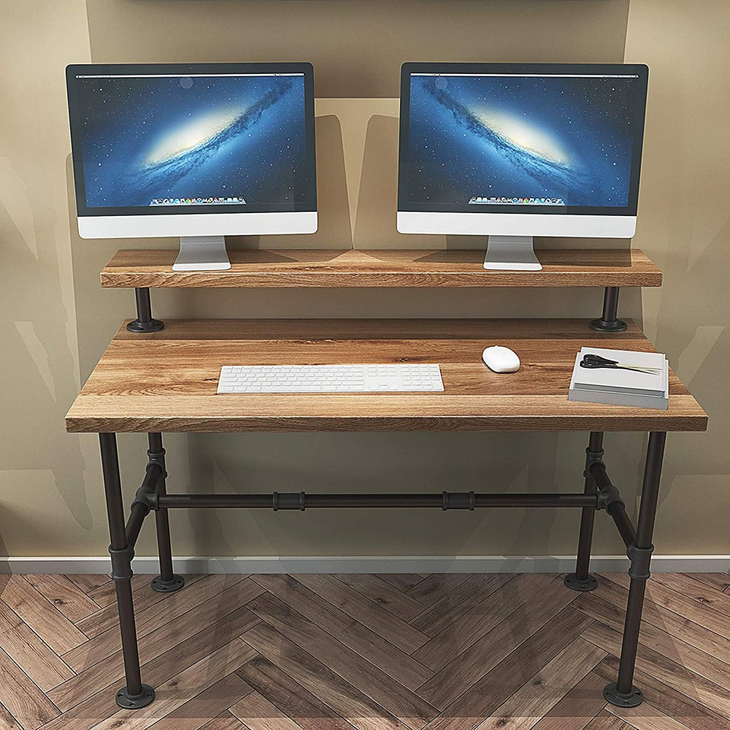 28 Inch Industrial Pipe Table Legs Set with Monitor Shelf Support X868