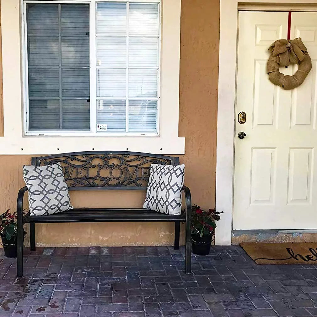 50" Metal Patio Garden Bench with Armrests K303214