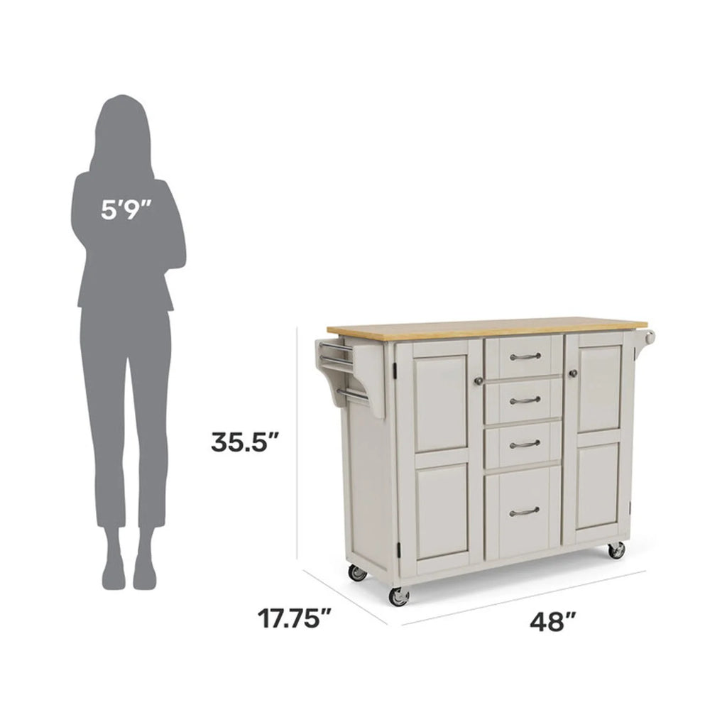 Off White Wood Rolling Kitchen Cart D453620
