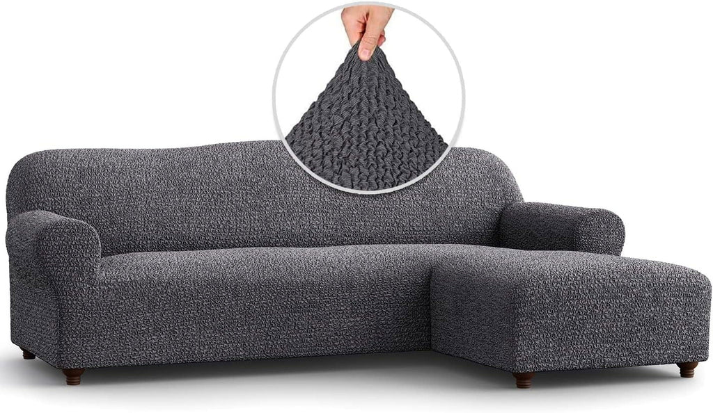 Dark Grey 1-Piece Sectional Sofa Slipcover O385158