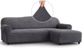 Dark Grey 1-Piece Sectional Sofa Slipcover O385158