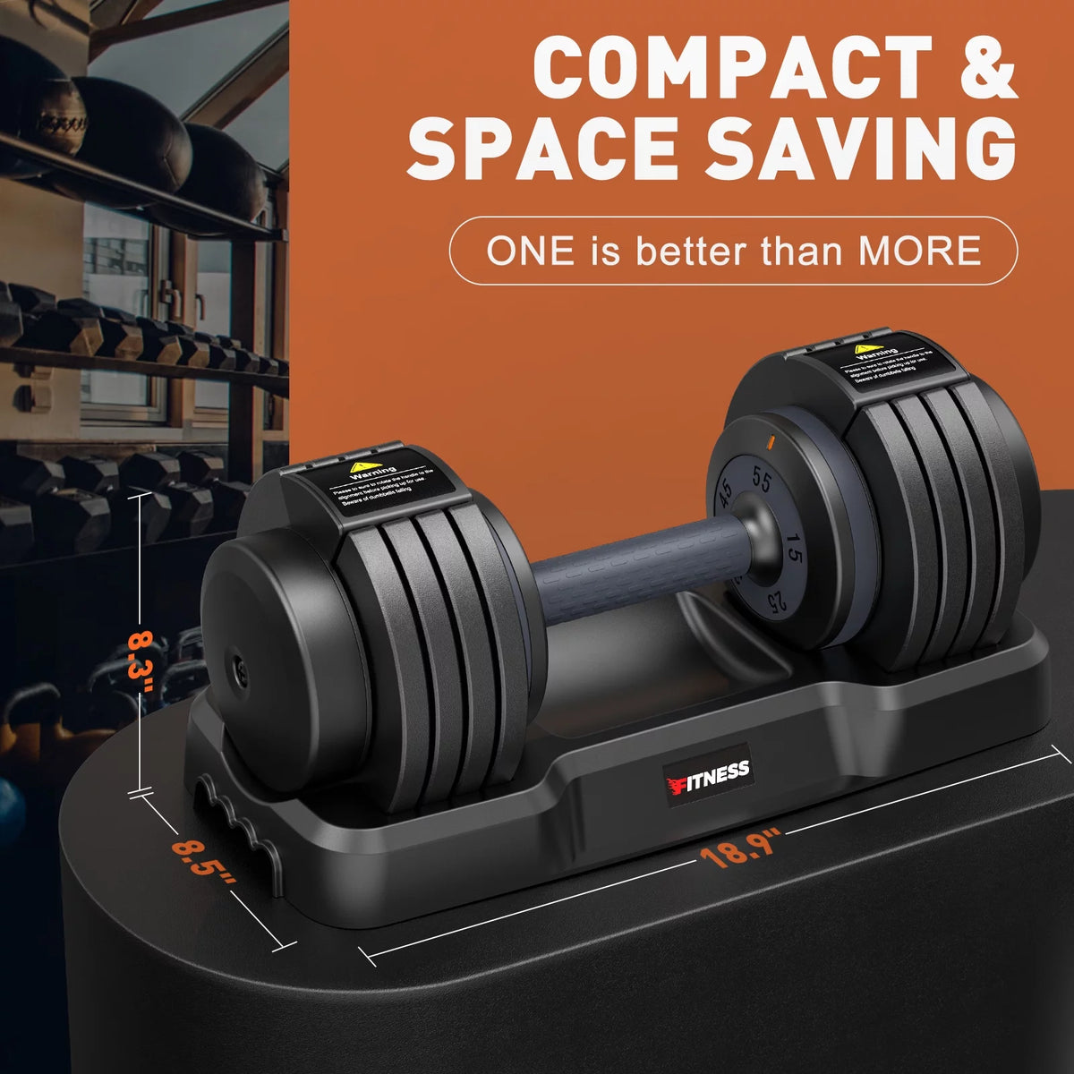 Adjustable Dumbbells Set with Tray, Black K416256