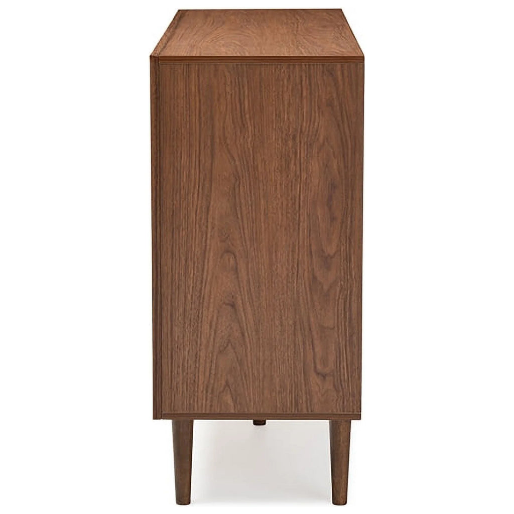 White and Walnut Wood 6-drawer Storage Dresser O2069