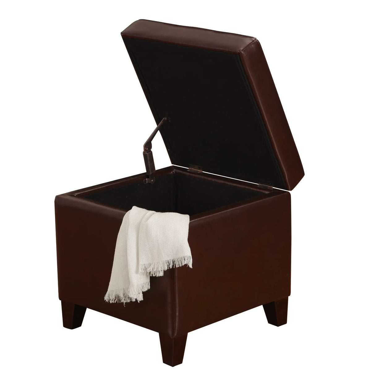 Brown Leather Square Storage Ottoman J673