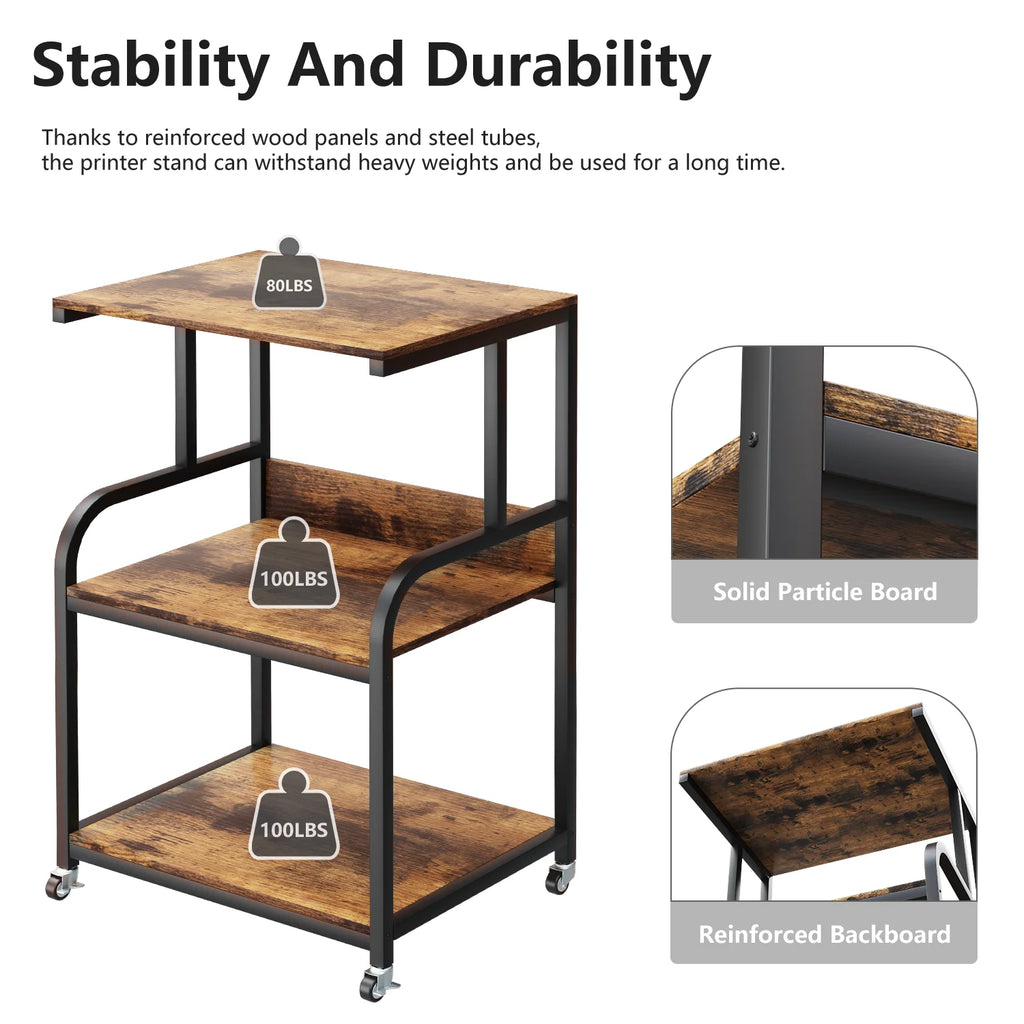 Large 3 Tier Printer Stand with Wheels Z541916
