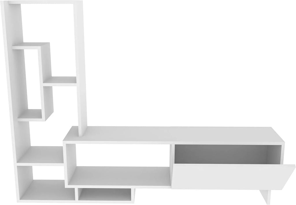 White TV Stand with Shelves for TVs Up to 55 inch G6004