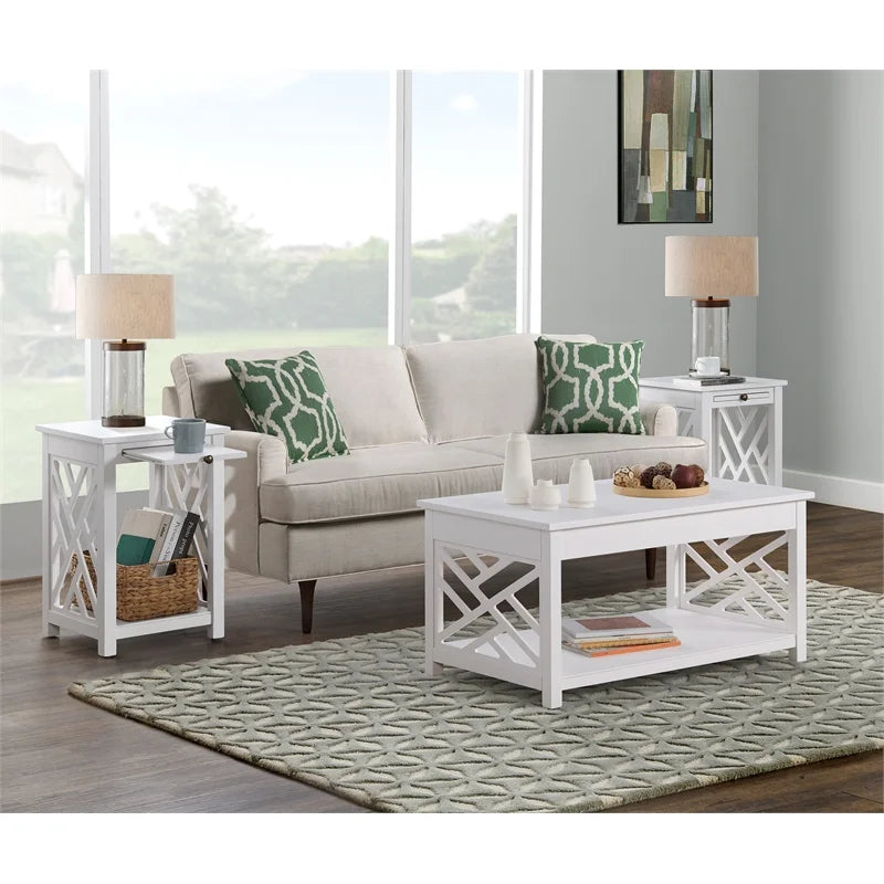 White Wood Coffee Table and Two End Tables F143349