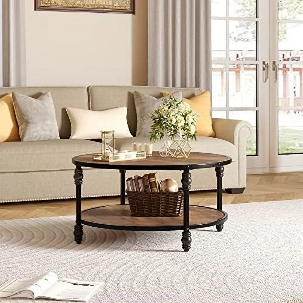 Round Coffee Table with Metal Legs Y884
