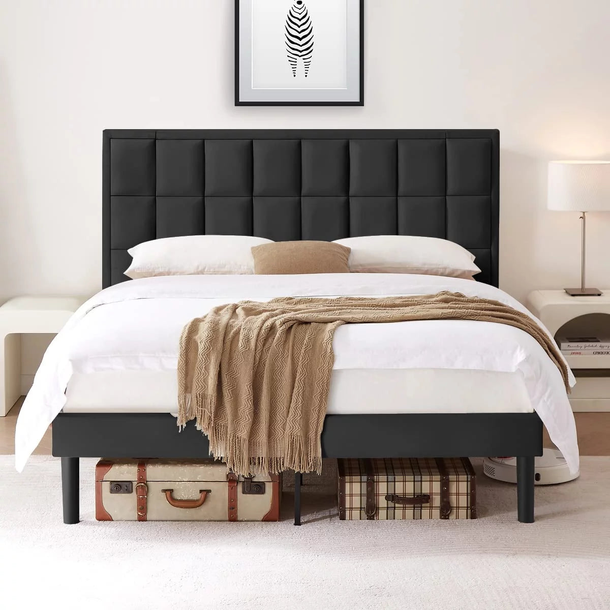 Twin Size Velvet Platform Bed Frame with Headboard Y177