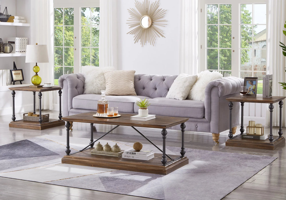 Dark Brown Coffee Table with Storage Shelf K869158