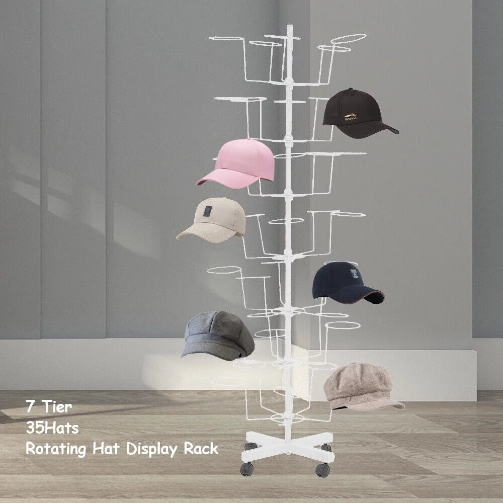 Adjustable Rotating 7 Tier Hat Display Rack X61212