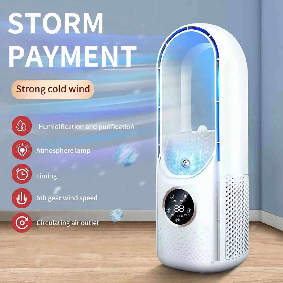 Portable Desk Fan with Night Light & Timer M74038