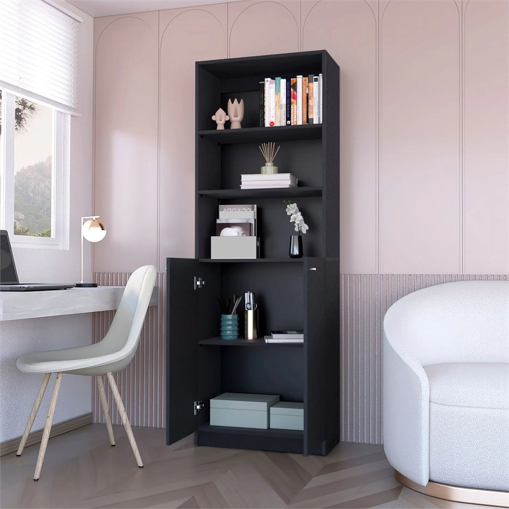 Black 2 Door Engineered Wood Bookcase Set of 2 M566520
