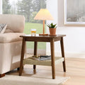 23" Mid-Century Side Table with Woven Shelf M598120