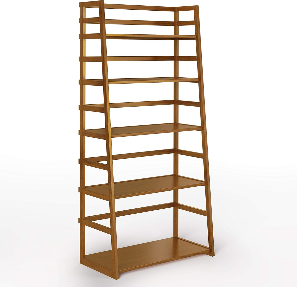 Black 5 Shelf Solid Wood Ladder Shelf Bookcase E53392