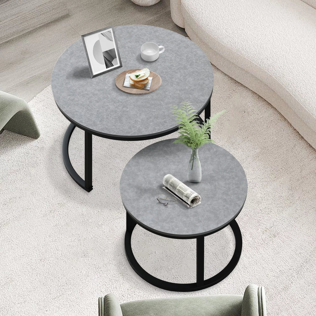 Round Nesting Coffee Table Set Metal Frame Gray D299346