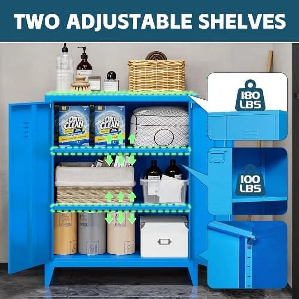 Metal Wardrobe Cabinet with Locking Doors 2 Door Steel Adjustable Shelves V760