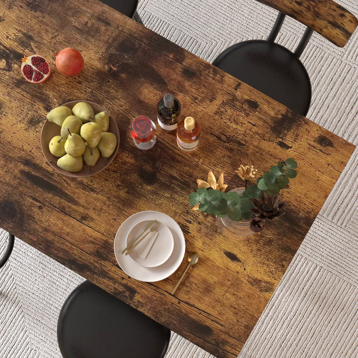 5 Piece Bar Height Dining Table Set with Upholstered Stools J5070