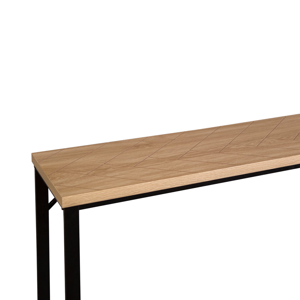 Coastal Modern Console Table Natural Wood Top with Black Metal Legs S520