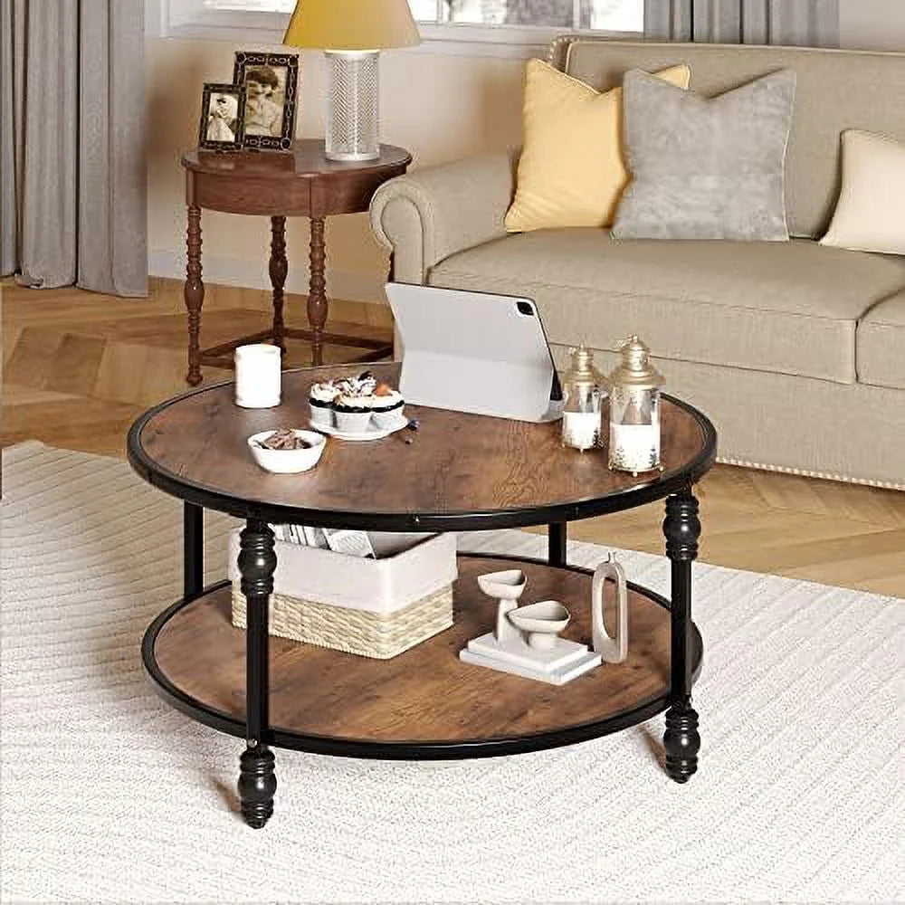 Round Coffee Table with Metal Legs Y884
