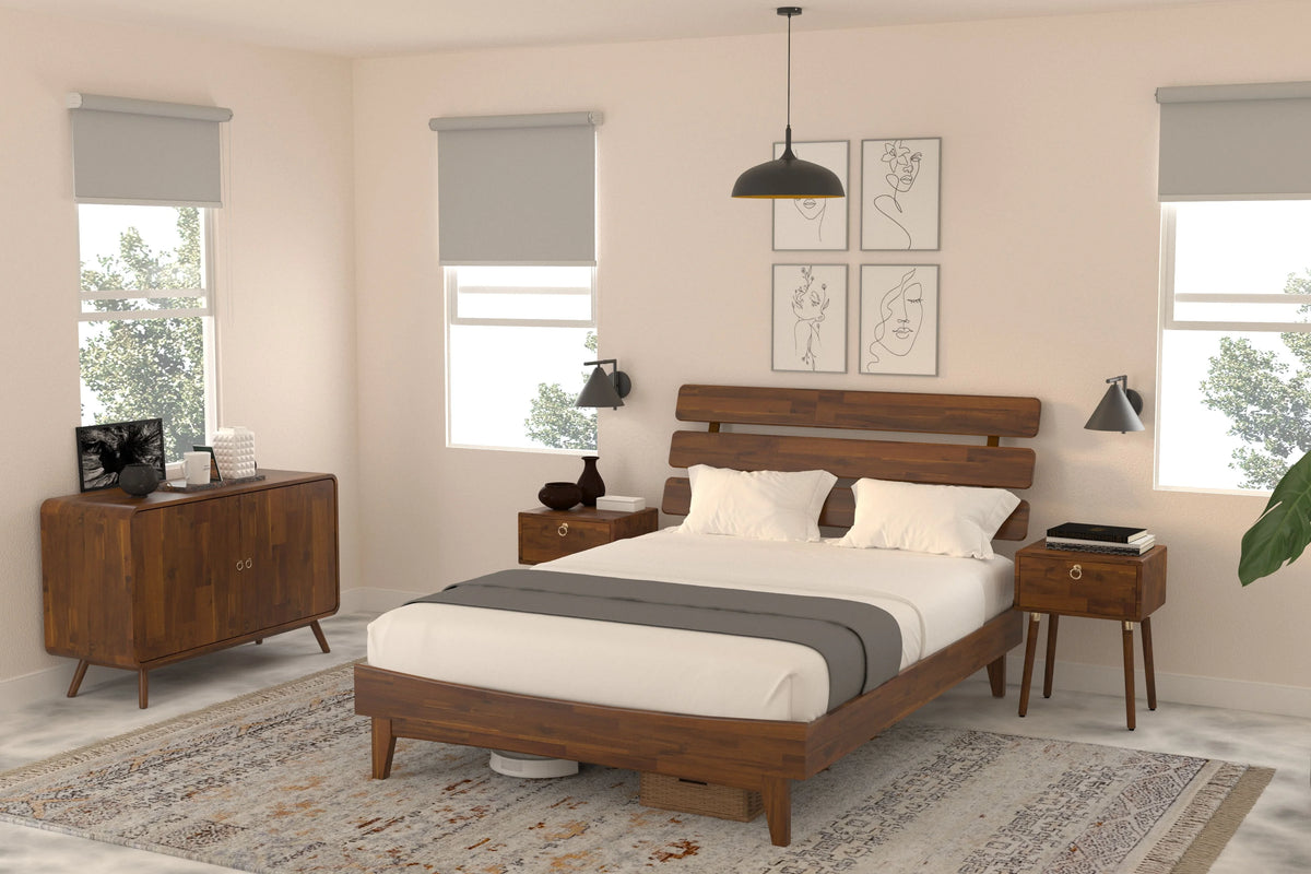 Queen Bed Frame with Adjustable Headboard S608