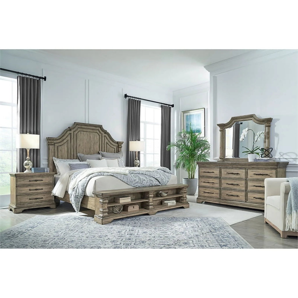 King Wood Panel Storage Bed in Honey Brown L558